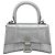 Balenciaga Hour Glass Hand Bag Leather 2way Silver 592833 Auth LN068A Silvery - view 13