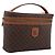 Céline Necessaire per cosmetici CELINE Macadam Canvas PVC Pelle Marrone Oro Auth 205380A D'oro