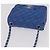 Borsa a tracolla CHANEL Chain Mini Matelasse in pelle d'agnello blu argento CC Auth 167777SM - vista 7