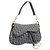 Borsa Double Saddle Christian Dior Trotter Canvas Navy Gold Tone Auth 206654V Blu navy