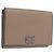 LOEWE Anagram Trifold Wallet Leather Beige Silver Auth 205328M Silvery