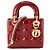 DIOR - Borsa a tracolla Lady Dior Mini in pelle cannage verniciata bordeaux Bordò