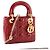 DIOR - Borsa a tracolla Lady Dior Mini in pelle cannage verniciata bordeaux Bordò - vista 2