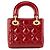 DIOR - Borsa a tracolla Lady Dior Mini in pelle cannage verniciata bordeaux Bordò - vista 3