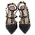 Valentino Black Leather Rolling Rockstud Caged Pumps