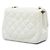 Bolsa Tiracolo Chanel Mini Square Classic em pele de cordeiro branca com aba simples Branco - vista 2