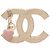 Chanel CC vergoldete Brosche mit emailliertem Herz und Kunstperle Golden