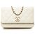 Borsa a tracolla Chanel CC Quilted Caviar Wallet On Chain Bianca Bianco