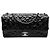 Borsa a tracolla Chanel Jumbo in vernice nera con simboli portafortuna embossed Nero