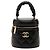 Black Chanel Mini Quilted Lambskin Vanity Case mit gerafftem Griff Schwarz