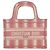 Bolso de mano Dior Book Tote Mini de lona bordada a rayas rosa