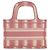 Bolso de mano Dior Book Tote Mini de lona bordada a rayas rosa - vista 2