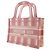Bolso de mano Dior Book Tote Mini de lona bordada a rayas rosa - vista 8