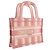 Bolso de mano Dior Book Tote Mini de lona bordada a rayas rosa - vista 9