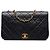 Schwarze Chanel CC Quilted Lambskin Full Single Flap Schultertasche
