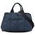 Borsa Tote Prada Denim Canapa Logo Blu