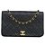 Schwarze Chanel CC gesteppte Lammleder Umhängetasche mit Drehverschluss, Full Single Flap