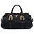 Bolsa Satchel Prada em Tessuto com acabamento em couro de bezerro macio preto