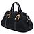 Bolsa Satchel Prada em Tessuto com acabamento em couro de bezerro macio preto - vista 2