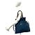 Borsa Tote in nylon Tessuto Pocono e pelle con coulisse e logo Prada Marrone Blu - vista 2