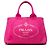 Tote Sacola Prada em lona Canapa rosa com logo
