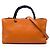 Bamboo Bolsa Gucci Shopper em couro de bezerro laranja tamanho Medium com alça de bambu