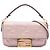 Borsa Satchel Baguette Fendi in pelle goffrata Mini Zucca Rosa