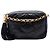 Bolsa Camera Chanel em pele de cordeiro acolchoada preta com tassel CC Preto