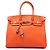 Hermès Orange Clemence Birkin Retourne 35 Naranja