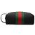 Clutch Gucci in techno canvas nero con banda Web - vista 3