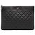 Chanel Clutch Mademoiselle O Case in pelle di pecora matelassé nera Medium Nero