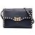 Valentino Borsa a Tracolla Rockstud con Chiusura Blue in Pelle di Vitello Martellata Medium Blu navy