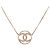 Collana Chanel Gold CC Placcata Oro con Pendente Rotondo Strass D'oro - vista 2