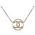 Collana Chanel Gold CC Placcata Oro con Pendente Rotondo Strass D'oro - vista 3