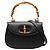 Gucci Black Small Grained Calfskin Bamboo Night Negro
