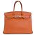Hermès Orange Clemence Birkin Retourne 35 Naranja