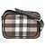 Bolsa de Ombro em Couro Burberry Paddy Nova Check Marrom Preto Branco