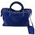 Borsa a tracolla Balenciaga City Medium in camoscio blu - vista 2