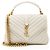 Autre Marque Saint Laurent College Medium Schultertasche aus gestepptem Kalbsleder mit Monogramm Weiß
