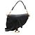 Autre Marque Mini borsa Saddle Dior in pelle di vitello grana naturale con tracolla Nero