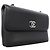 Bolsa de ombro Chanel em couro preto - vista 2
