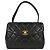 Chanel Vintage Classic Top Handle Flap Quilted Lambskin Medium Schwarz