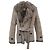 Burberry Shearling und Lammleder Jacke mit Gürtel Grau