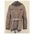Burberry Shearling und Lammleder Jacke mit Gürtel Grau - Ansicht 2