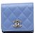 Chanel Coco Mark Matelassé Tri-fold Geldbörse Blau