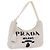 Sac à main pochette PRADA pile White Silver Auth 202515A Argenté Blanc