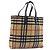 BURBERRY Nova Check Blue Label Tote Bag aus Wolle Beige Silber Auth 205370V