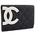 Portafoglio CHANEL Cambon Line Matelasse in pelle nera con CC argento Auth 205206A Nero