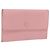 Carteira CHANEL Couro Rosa Ouro CC Auth 206066 Dourado