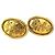 Brincos de pressão ovais Crown Chanel CC banhados a ouro Dourado - vista 2
